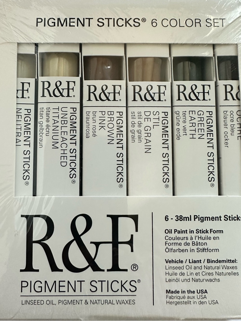 R&FPigment Sticks 6-Color Set – Earth Tones, 38ml